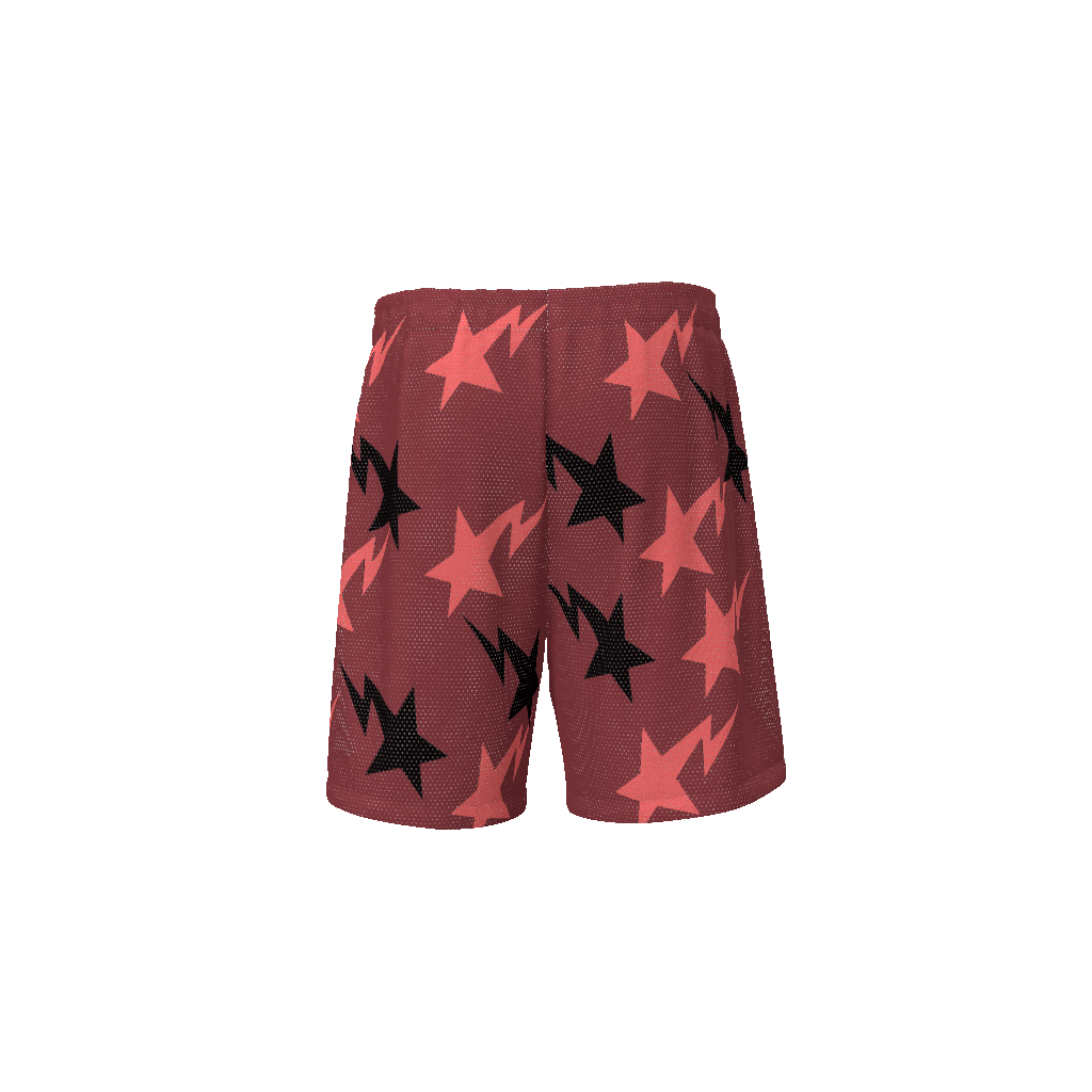 Shooting Star Design Shorts - Maroon